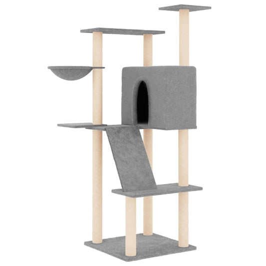 Cat Tree with Sisal Scratching Posts Light Grey 143 cm Cat Tree with Sisal Scratching Posts Light Grey 143 cm