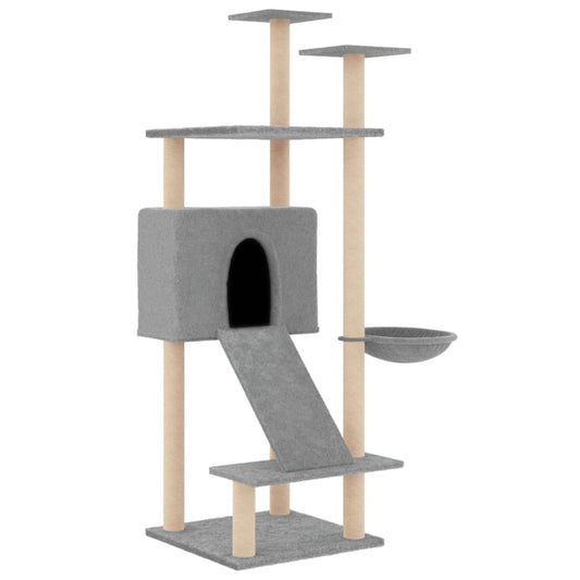 Cat Tree with Sisal Scratching Posts Light Grey 153 cm Cat Tree with Sisal Scratching Posts Light Grey 153 cm