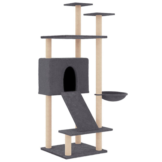 Cat Tree with Sisal Scratching Posts Dark Grey 153 cm Cat Tree with Sisal Scratching Posts Dark Grey 153 cm