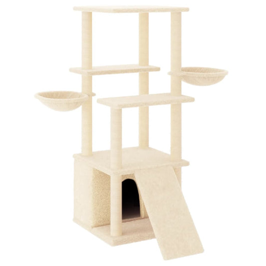Cat Tree with Sisal Scratching Posts Cream 133 cm Cat Tree with Sisal Scratching Posts Cream 133 cm