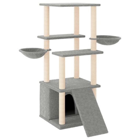 Cat Tree with Sisal Scratching Posts Light Grey 133 cm Cat Tree with Sisal Scratching Posts Light Grey 133 cm