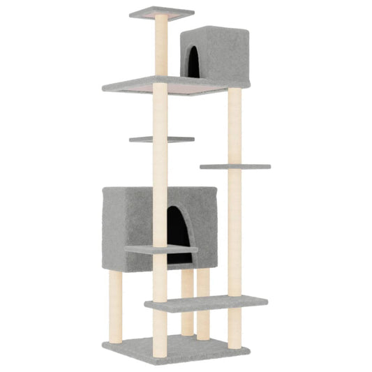 Cat Tree with Sisal Scratching Posts Light Grey 154 cm Cat Tree with Sisal Scratching Posts Light Grey 154 cm