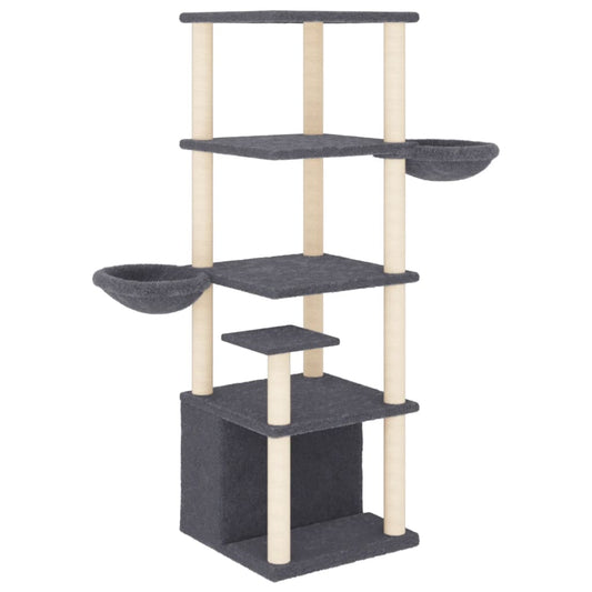 Cat Tree with Sisal Scratching Posts Dark Grey 147 cm Cat Tree with Sisal Scratching Posts Dark Grey 147 cm