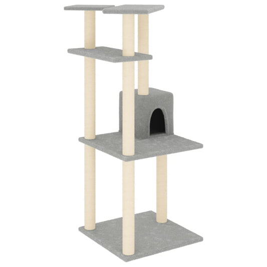 Cat Tree with Sisal Scratching Posts Light Grey 123 cm Cat Tree with Sisal Scratching Posts Light Grey 123 cm