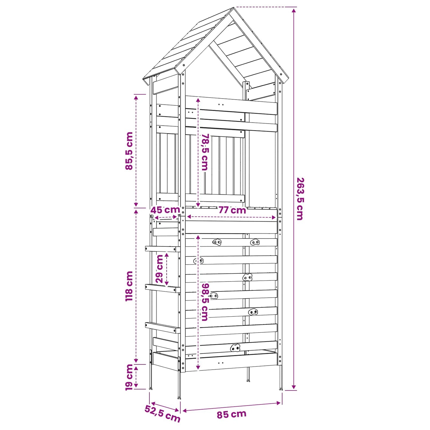 Outdoor Play Tower Natural Solid Impregnated Pinewood