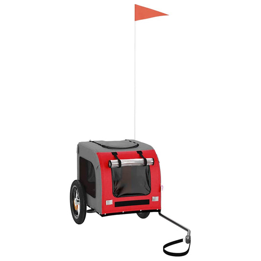 Pet Bike Trailer Red and Grey Oxford Fabric and Iron Pet Bike Trailer Red and Grey Oxford Fabric and Iron