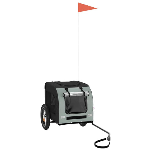 Pet Bike Trailer Grey and Black Oxford Fabric and Iron Pet Bike Trailer Grey and Black Oxford Fabric and Iron