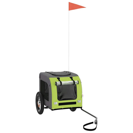 Pet Bike Trailer Green and Grey Oxford Fabric and Iron Pet Bike Trailer Green and Grey Oxford Fabric and Iron