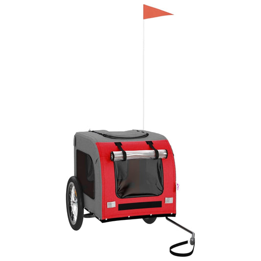 Pet Bike Trailer Red and Grey Oxford Fabric and Iron Pet Bike Trailer Red and Grey Oxford Fabric and Iron