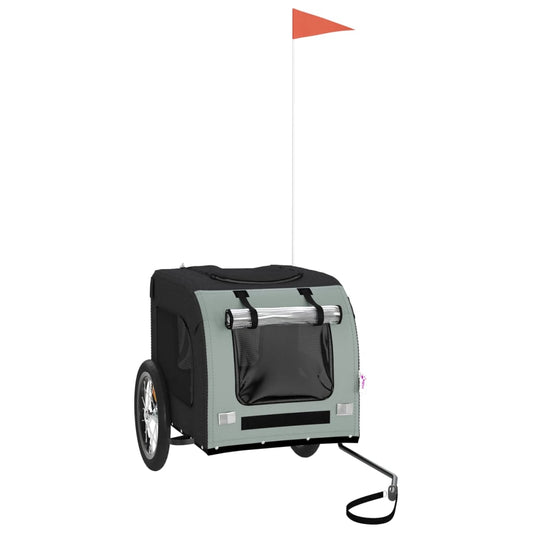 Pet Bike Trailer Black and Grey Oxford Fabric and Iron Pet Bike Trailer Black and Grey Oxford Fabric and Iron