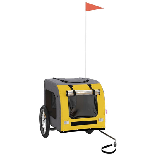 Pet Bike Trailer Yellow and Grey Oxford Fabric and Iron Pet Bike Trailer Yellow and Grey Oxford Fabric and Iron