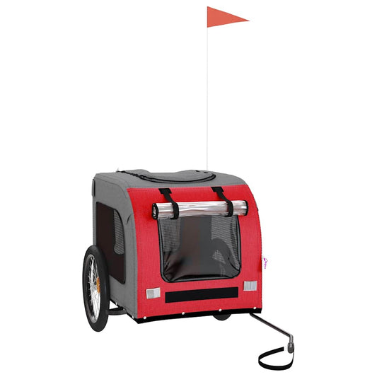 Pet Bike Trailer Red and Grey Oxford Fabric&Iron Pet Bike Trailer Red and Grey Oxford Fabric&Iron