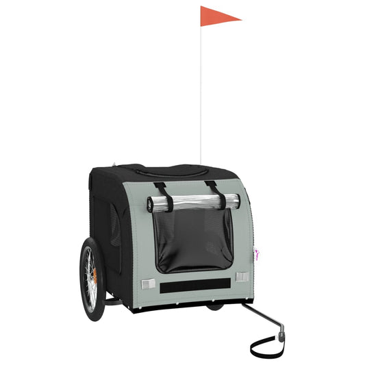 Pet Bike Trailer Grey and Black Oxford Fabric&Iron Pet Bike Trailer Grey and Black Oxford Fabric&Iron