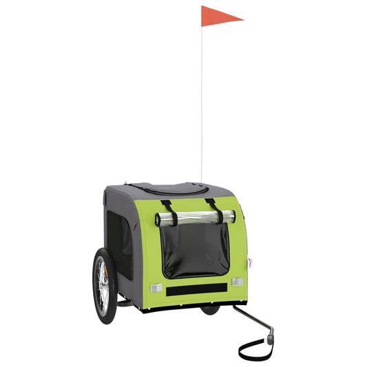 Pet Bike Trailer Green and Grey Oxford Fabric&Iron Pet Bike Trailer Green and Grey Oxford Fabric&Iron
