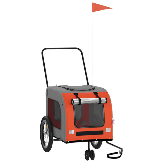 Pet Bike Trailer Orange and Grey Oxford Fabric and Iron Pet Bike Trailer Orange and Grey Oxford Fabric and Iron