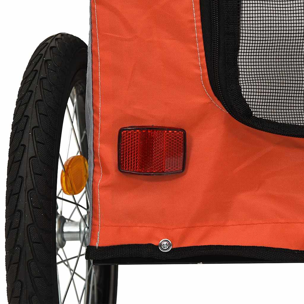 Pet Bike Trailer | Orange and Grey | Oxford fabric, Iron, PVC | Compact