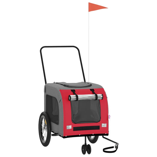 Pet Bike Trailer Red and Grey Oxford Fabric and Iron Pet Bike Trailer Red and Grey Oxford Fabric and Iron