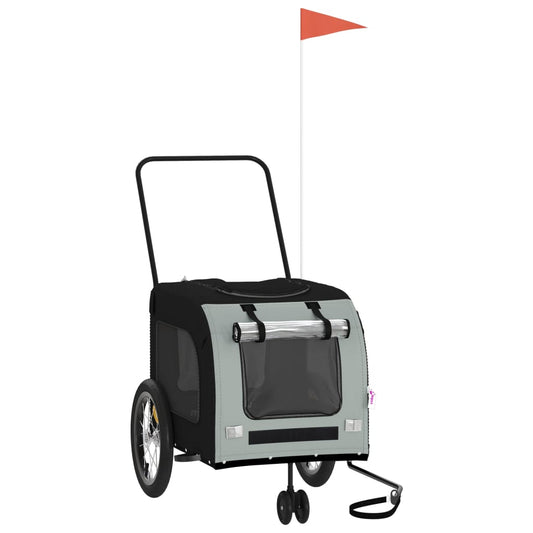 Pet Bike Trailer Black and Grey Oxford Fabric and Iron Pet Bike Trailer Black and Grey Oxford Fabric and Iron