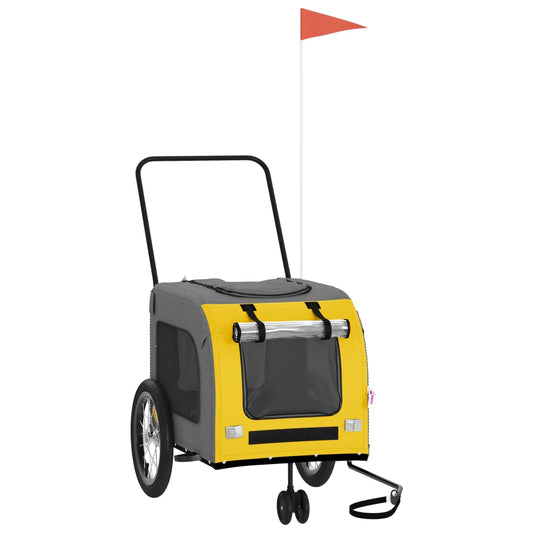 Pet Bike Trailer Yellow and Grey Oxford Fabric and Iron Pet Bike Trailer Yellow and Grey Oxford Fabric and Iron