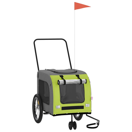 Pet Bike Trailer Green and Grey Oxford Fabric and Iron Pet Bike Trailer Green and Grey Oxford Fabric and Iron