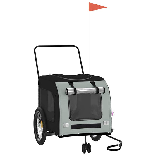 Pet Bike Trailer | Black and Grey | Oxford fabric, Iron, PVC | Medium Pet Bike Trailer | Black and Grey | Oxford fabric, Iron, PVC | Medium