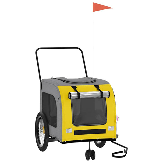 Pet Bike Trailer Yellow and Grey Oxford Fabric and Iron Pet Bike Trailer Yellow and Grey Oxford Fabric and Iron