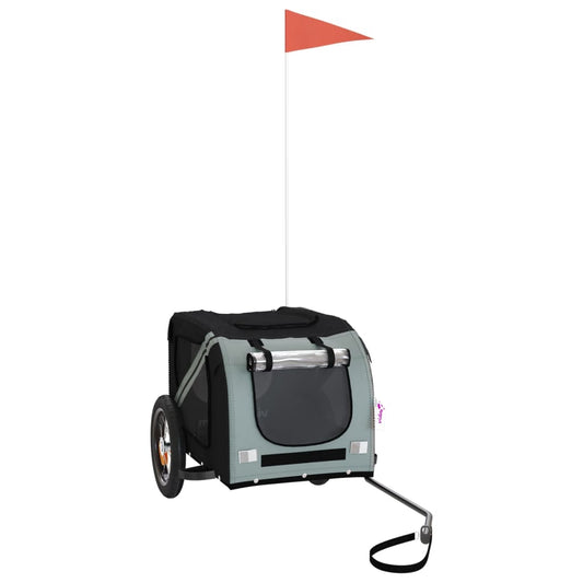 Pet Bike Trailer Grey and Black Oxford Fabric and Iron Pet Bike Trailer Grey and Black Oxford Fabric and Iron