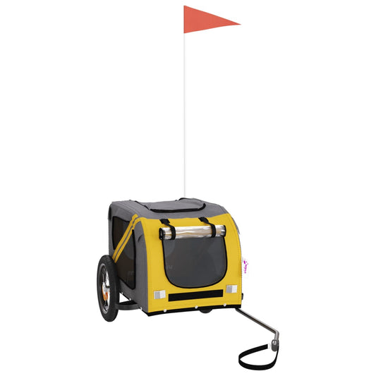 Pet Bike Trailer Yellow and Grey Oxford Fabric and Iron Pet Bike Trailer Yellow and Grey Oxford Fabric and Iron