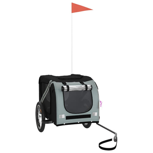 Pet Bike Trailer Black and Grey Oxford Fabric and Iron Pet Bike Trailer Black and Grey Oxford Fabric and Iron