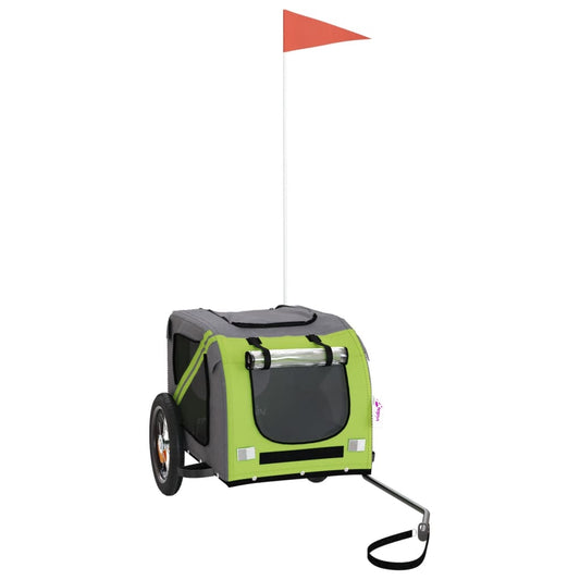 Pet Bike Trailer Green and Grey Oxford Fabric and Iron Pet Bike Trailer Green and Grey Oxford Fabric and Iron