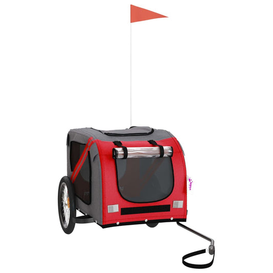 Pet Bike Trailer Red and Grey Oxford Fabric and Iron Pet Bike Trailer Red and Grey Oxford Fabric and Iron