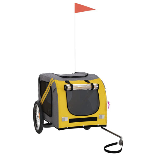 Pet Bike Trailer Yellow and Grey Oxford Fabric and Iron Pet Bike Trailer Yellow and Grey Oxford Fabric and Iron