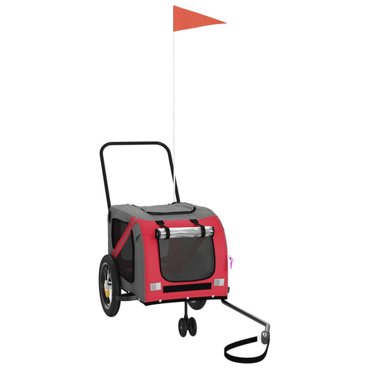 Pet Bike Trailer Red and Black Oxford Fabric and Iron Pet Bike Trailer Red and Black Oxford Fabric and Iron