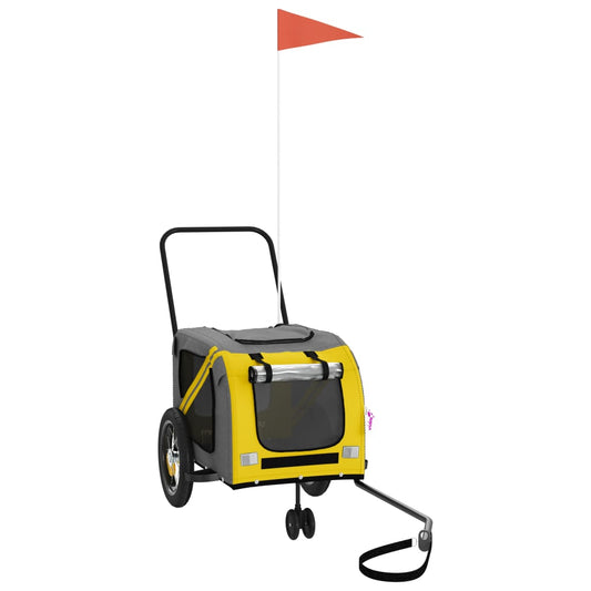 Pet Bike Trailer Yellow and Black Oxford Fabric and Iron Pet Bike Trailer Yellow and Black Oxford Fabric and Iron