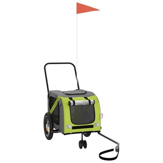 Pet Bike Trailer Green and Black Oxford Fabric and Iron Pet Bike Trailer Green and Black Oxford Fabric and Iron