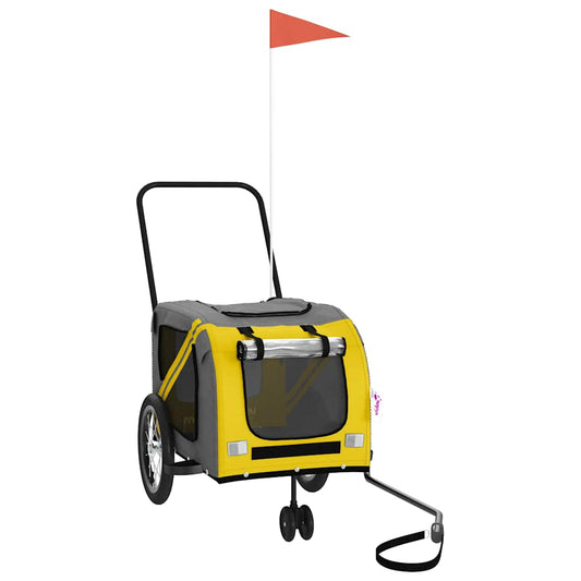 Pet Bike Trailer Yellow and Grey Oxford Fabric and Iron Pet Bike Trailer Yellow and Grey Oxford Fabric and Iron