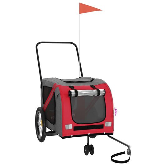 Pet Bike Trailer Red and Grey Oxford Fabric and Iron Pet Bike Trailer Red and Grey Oxford Fabric and Iron