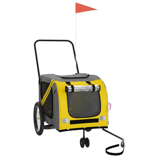 Pet Bike Trailer Yellow and Grey Oxford Fabric and Iron Pet Bike Trailer Yellow and Grey Oxford Fabric and Iron