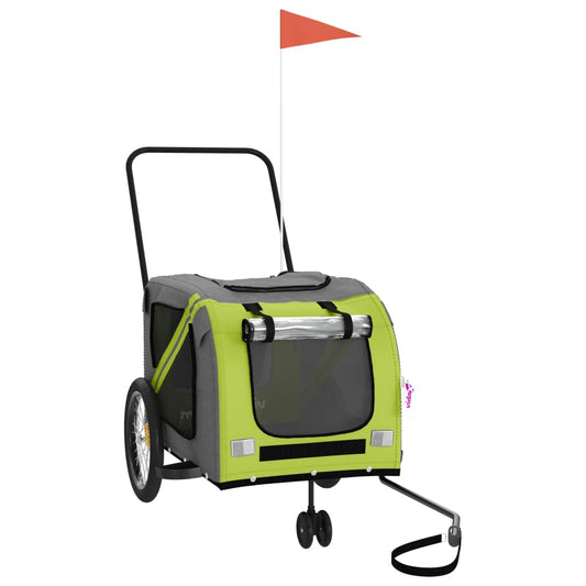 Pet Bike Trailer Green and Grey Oxford Fabric and Iron Pet Bike Trailer Green and Grey Oxford Fabric and Iron
