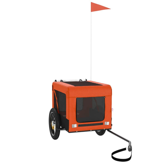 Pet Bike Trailer Orange and Black Oxford Fabric&Iron Pet Bike Trailer Orange and Black Oxford Fabric&Iron