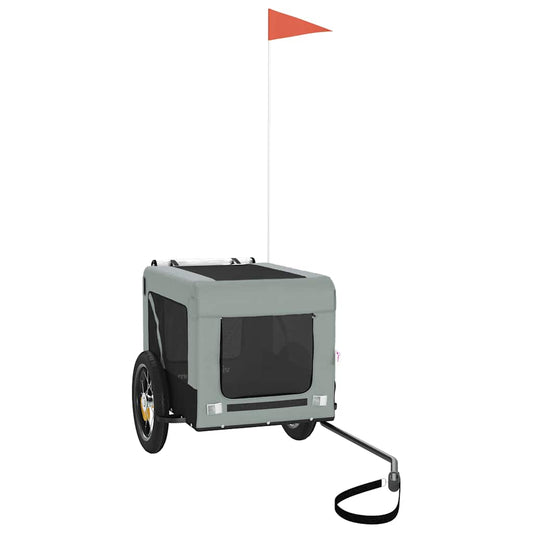 Pet Bike Trailer Grey and Black Oxford Fabric&Iron Pet Bike Trailer Grey and Black Oxford Fabric&Iron