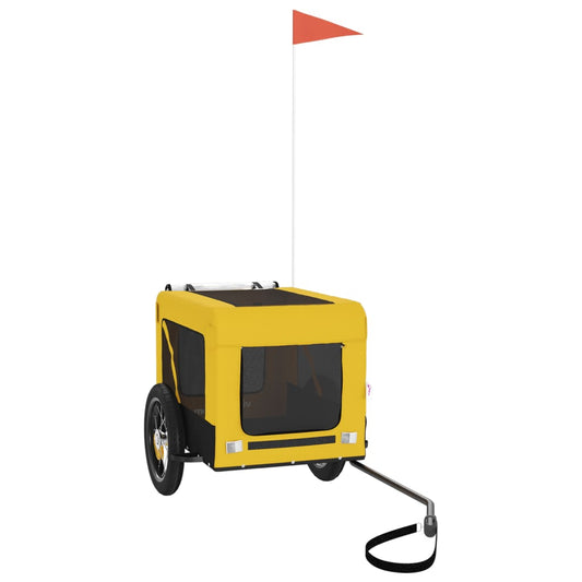 Pet Bike Trailer Yellow and Black Oxford Fabric&Iron Pet Bike Trailer Yellow and Black Oxford Fabric&Iron