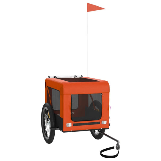 Pet Bike Trailer Orange and Black Oxford Fabric&Iron Pet Bike Trailer Orange and Black Oxford Fabric&Iron