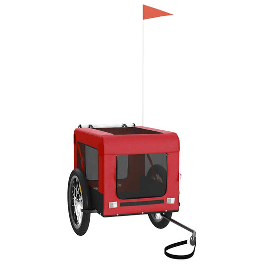 Pet Bike Trailer Red and Black Oxford Fabric&Iron Pet Bike Trailer Red and Black Oxford Fabric&Iron