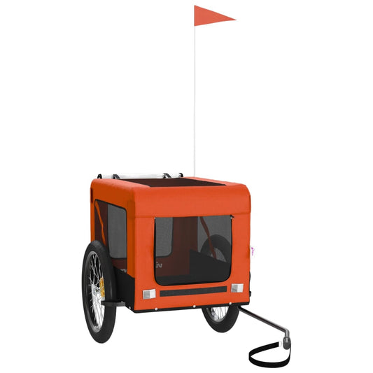 Pet Bike Trailer Orange and Black Oxford Fabric&Iron Pet Bike Trailer Orange and Black Oxford Fabric&Iron