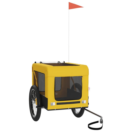Pet Bike Trailer Yellow and Black Oxford Fabric&Iron Pet Bike Trailer Yellow and Black Oxford Fabric&Iron