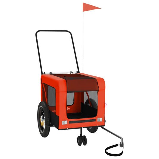 Pet Bike Trailer | Orange and Black | Made from Oxford Fabric, Iron, PVC Pet Bike Trailer | Orange and Black | Made from Oxford Fabric, Iron, PVC