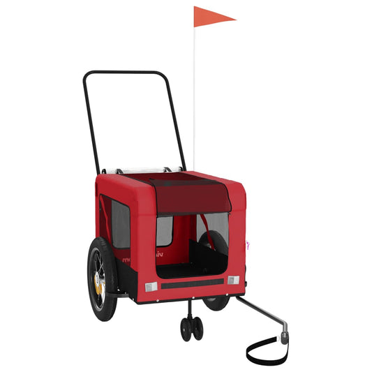 Pet Bike Trailer Red and Black Oxford Fabric and Iron Pet Bike Trailer Red and Black Oxford Fabric and Iron