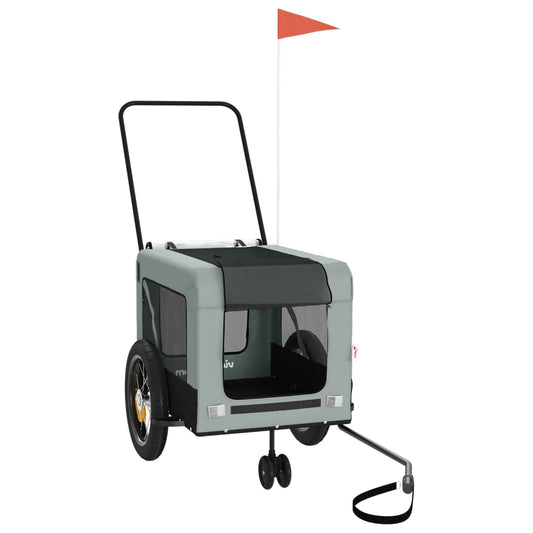 Pet Bike Trailer Grey and Black Oxford Fabric and Iron Pet Bike Trailer Grey and Black Oxford Fabric and Iron