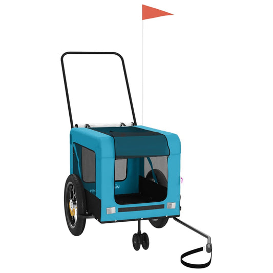Pet Bike Trailer Blue and Black Oxford Fabric and Iron Pet Bike Trailer Blue and Black Oxford Fabric and Iron
